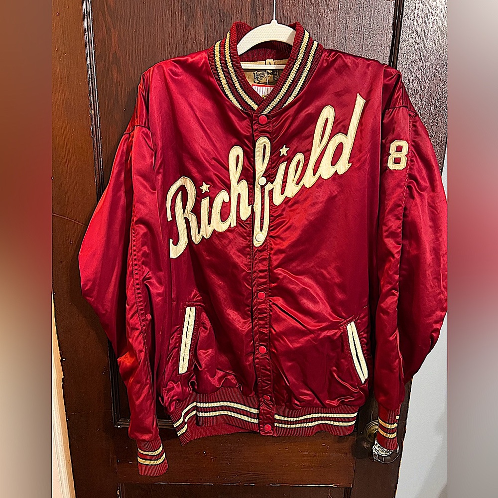 1960s Vintage Richfield Spell out Varsity Satin Jacket Size: 44 (L/XL)